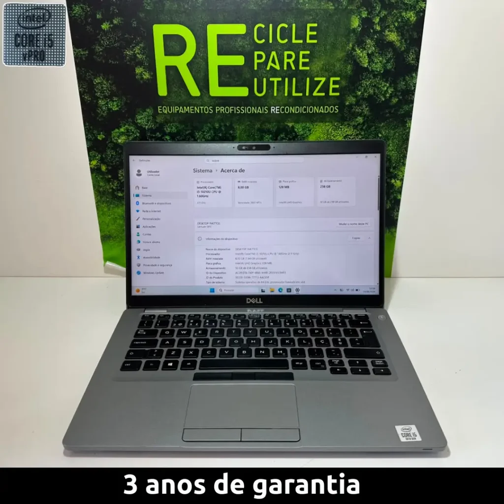 Dell Latitude 5410, intel core i5-10ª, 8GB RAM, 256GB SSD, Windows 11 Pro - Grade B